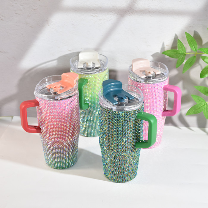 China Warehouse 25pcs Rhinestone 20oz  tumblers with Handle