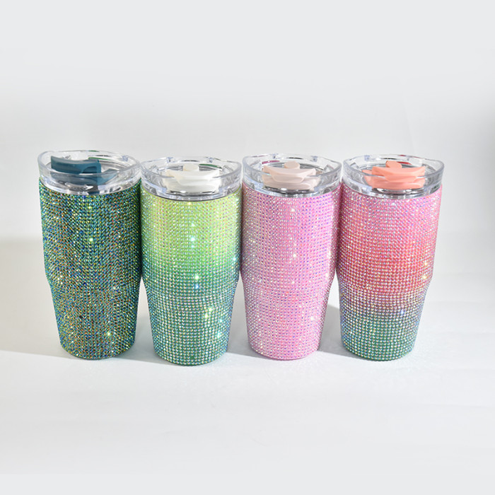 China Warehouse 25pcs Rhinestone 20oz  tumblers with Handle