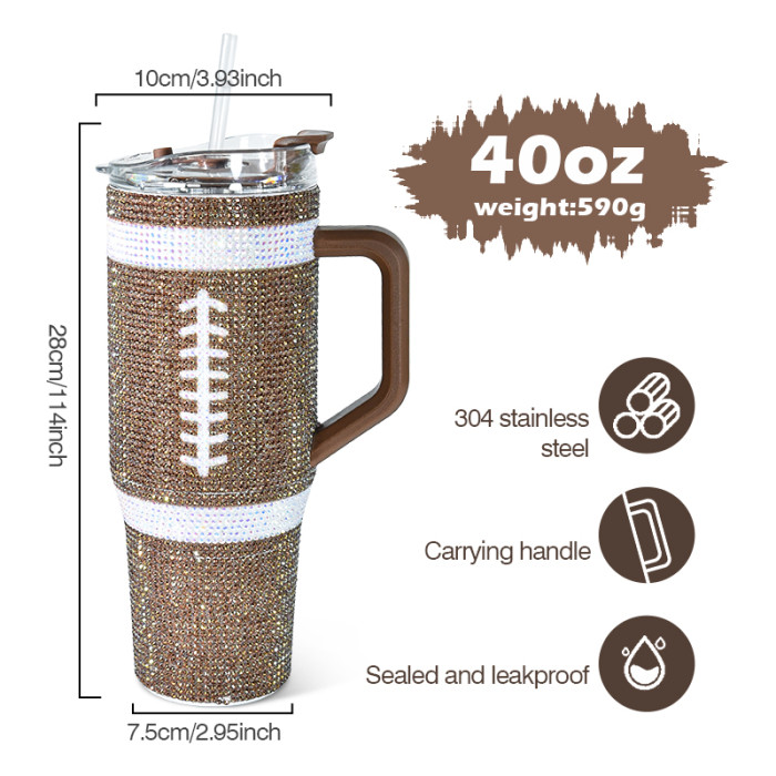 China Warehouse 20pcs Rhinestone 40oz tumblers with Handle