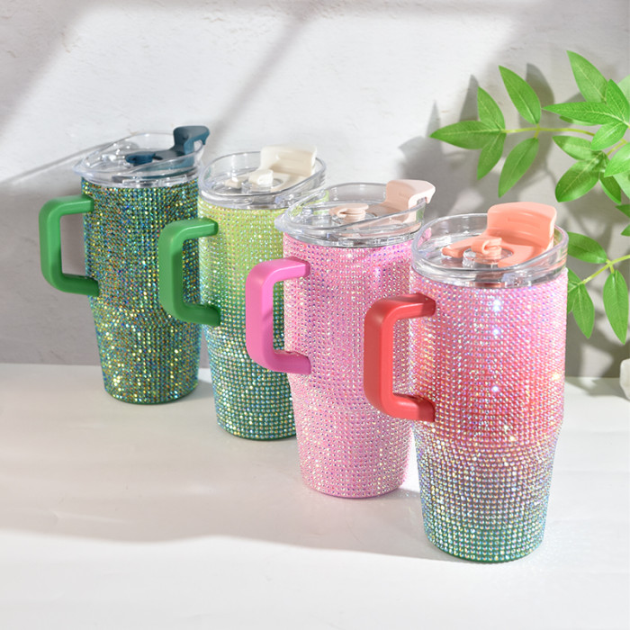China Warehouse 25pcs Rhinestone 20oz  tumblers with Handle