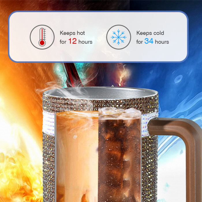 China Warehouse 20pcs Rhinestone 40oz tumblers with Handle