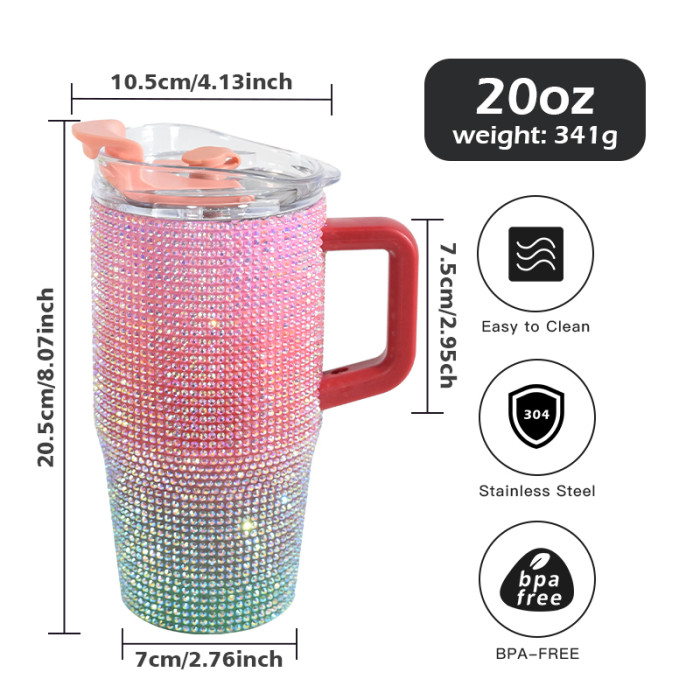 China Warehouse 25pcs Rhinestone 20oz  tumblers with Handle