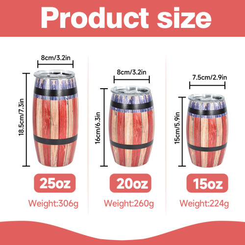 China Warehouse 30pcs 15oz Wine Barrel Cup