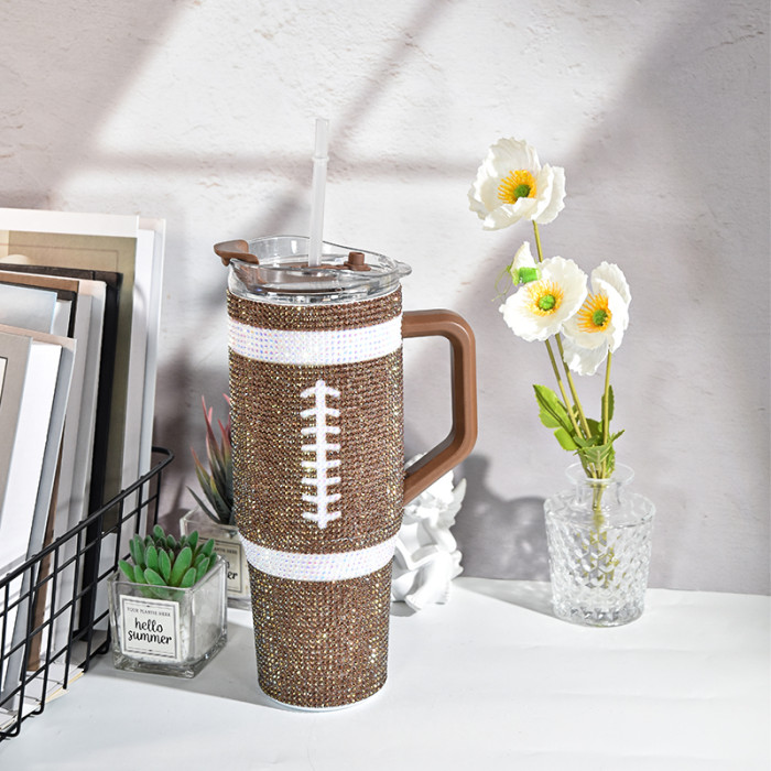 China Warehouse 20pcs Rhinestone 40oz tumblers with Handle