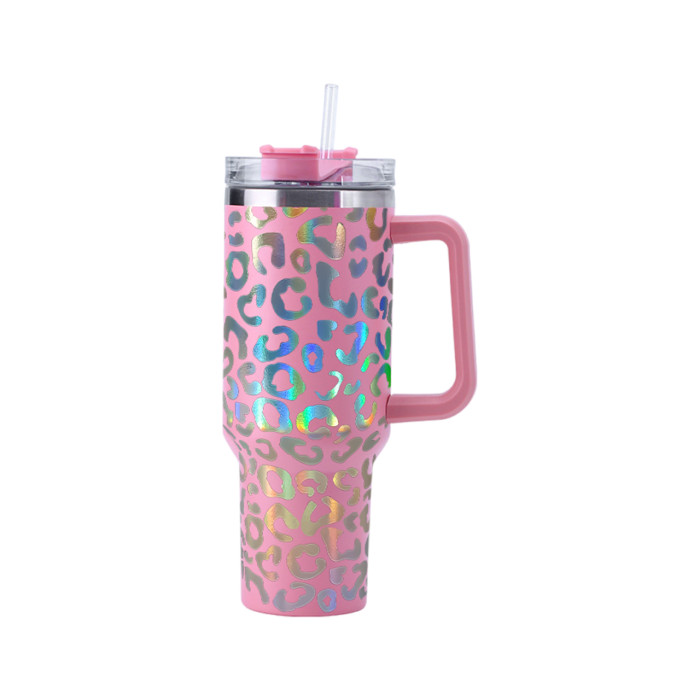 US Warehouse 40OZ powder coated tumbler with leopard print(Not for sublimation)