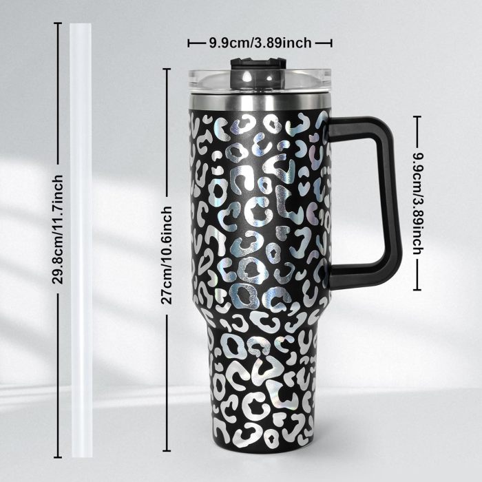 US Warehouse 40OZ powder coated tumbler with leopard print(Not for sublimation)