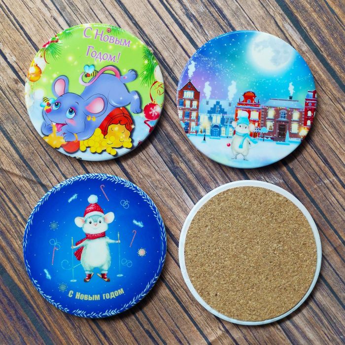 China warehouse 300pcs 4 inches sublimation ceramic coaster with Cork Sticker