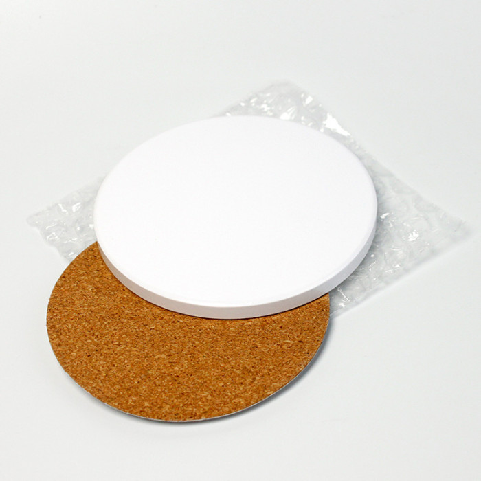 China warehouse 300pcs 4 inches sublimation ceramic coaster with Cork Sticker