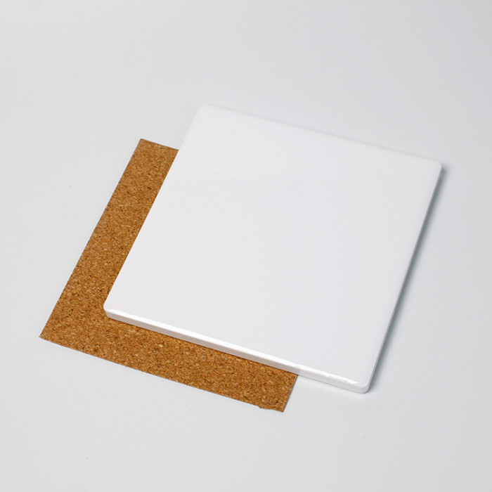 China warehouse 300pcs 4 inches sublimation ceramic coaster with Cork Sticker
