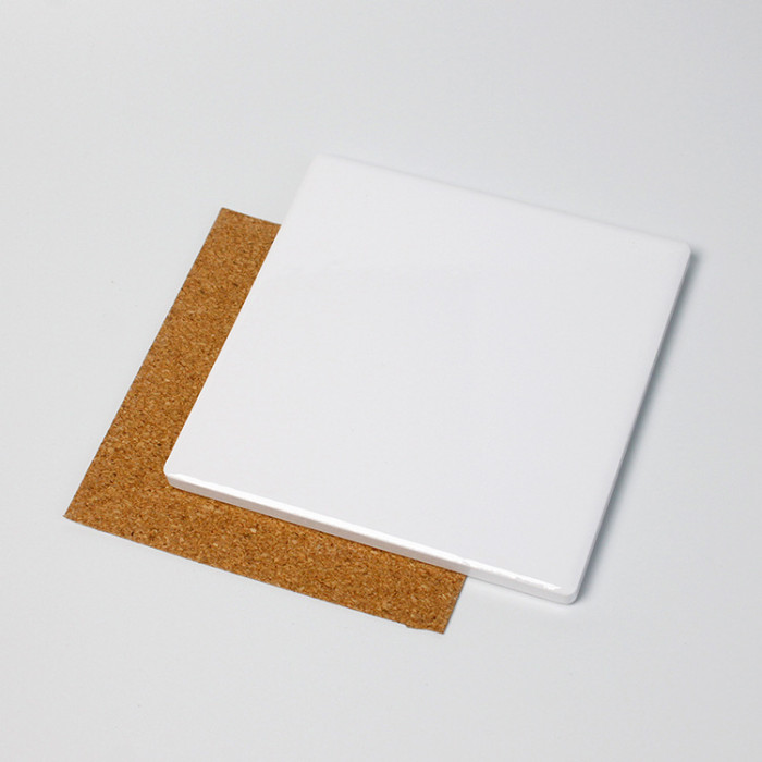 China warehouse 300pcs 4 inches sublimation ceramic coaster with Cork Sticker