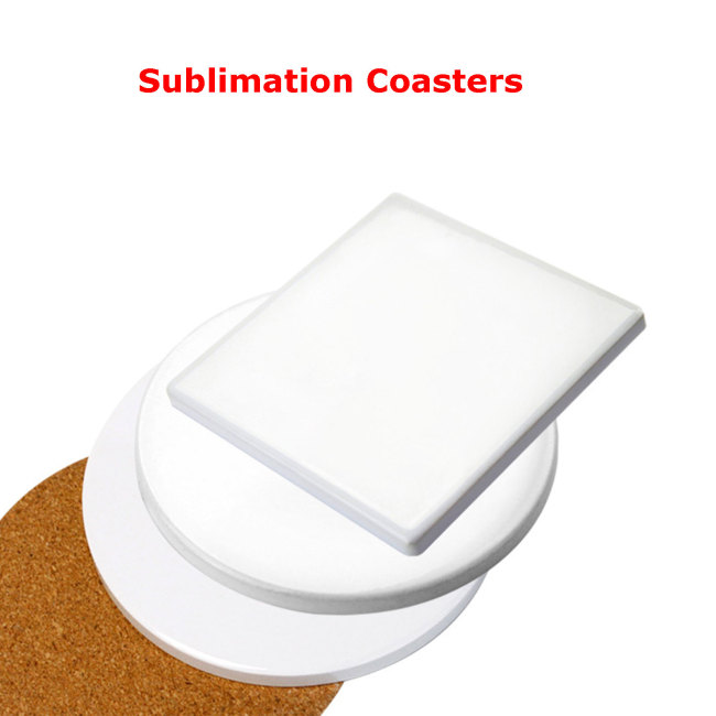 China warehouse 300pcs 4 inches sublimation ceramic coaster with Cork Sticker