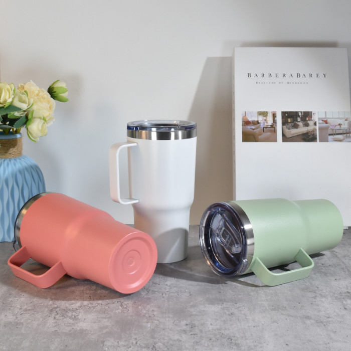 China warehouse 20oz powder coated coffee mugs with handle