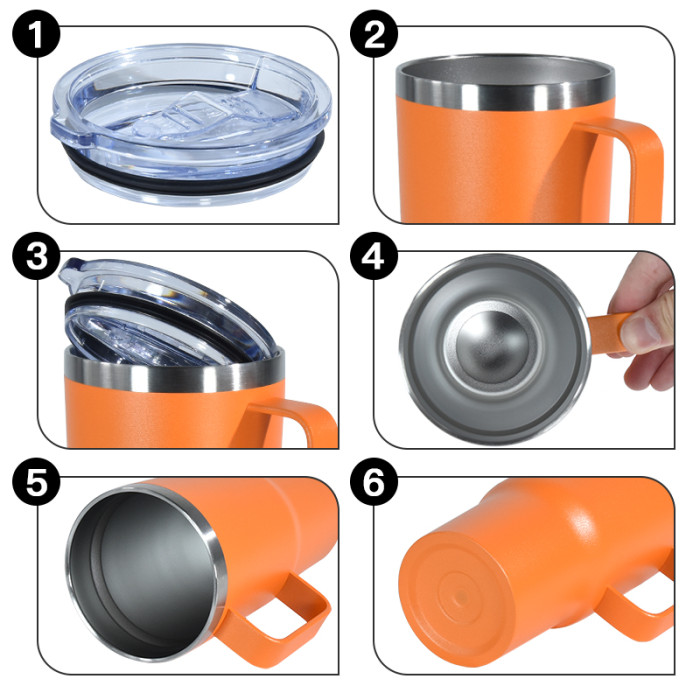 China warehouse 20oz powder coated coffee mugs with handle