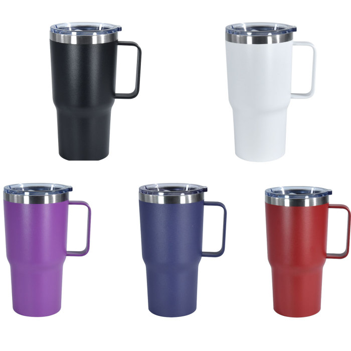 China warehouse 20oz powder coated coffee mugs with handle