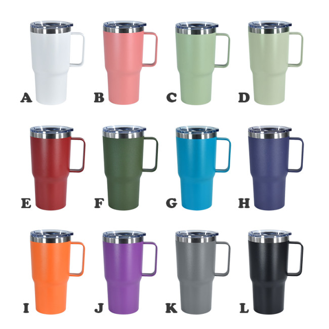 China warehouse 20oz powder coated coffee mugs with handle