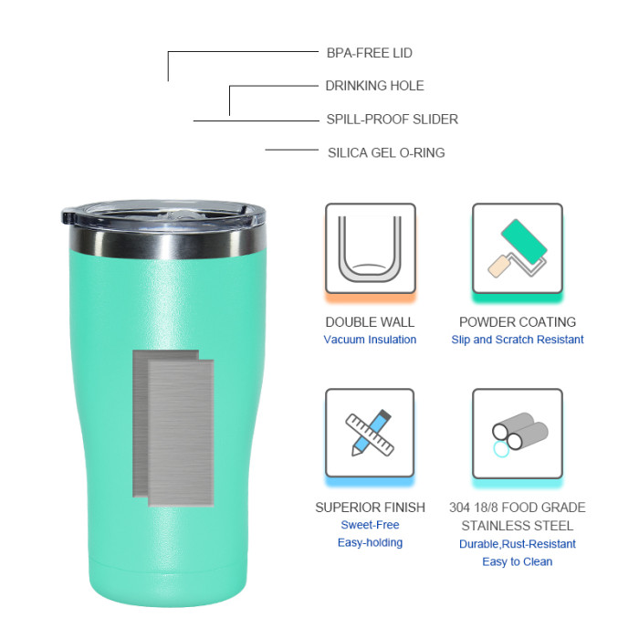 China Warehouse 25PCS 20oz Powder Coated Curve Tumbler