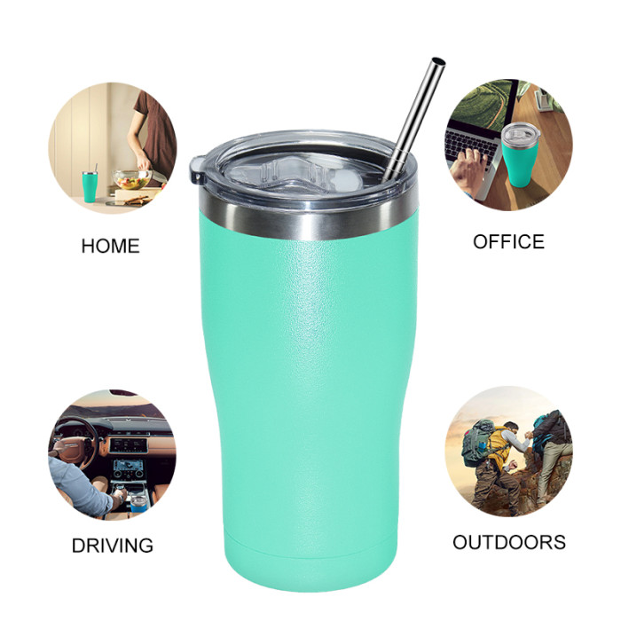 China Warehouse 25PCS 20oz Powder Coated Curve Tumbler