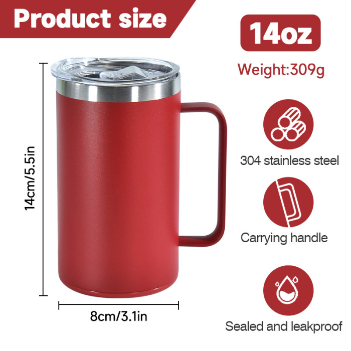 China Warehouse 25/50PCS 14oz Powder Coated  Mug with Carrying Handle