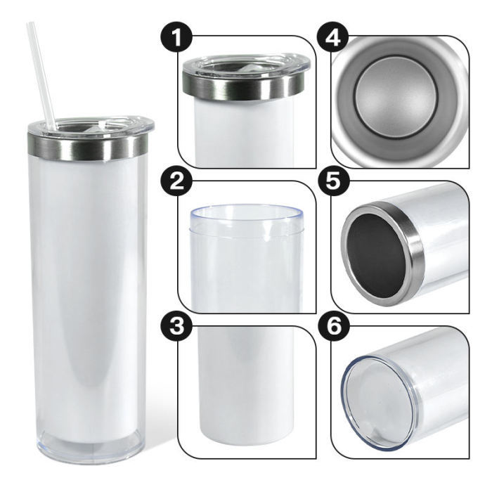 US Warehouse 20oz Double Wall snow globe sublimation tumblers with plugs,pre-hole
