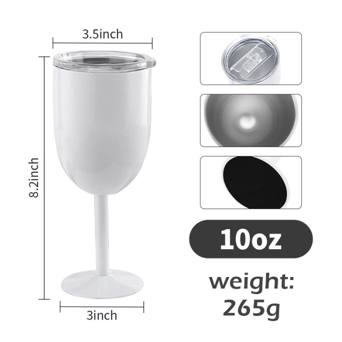 US Warehouse 10oz Sublimation Wine Tumbler with Sliding Lid