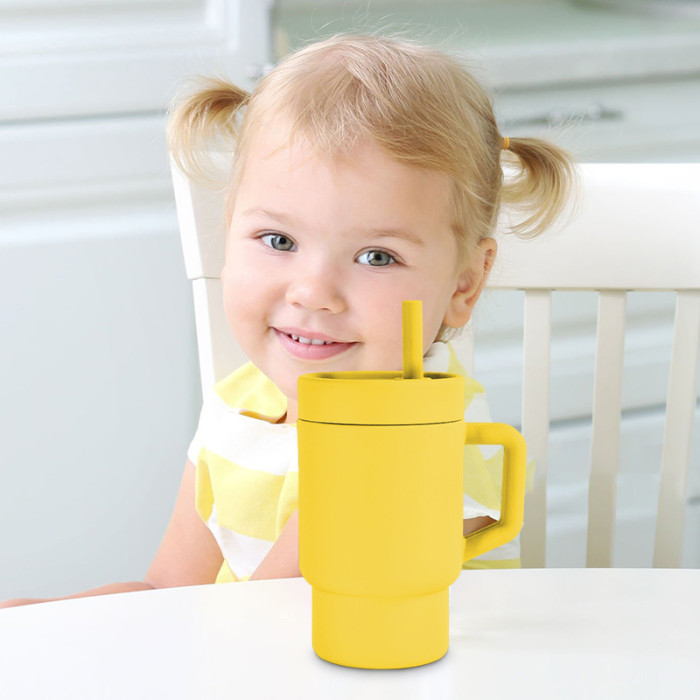 China Warehouse 50/100PCS 9oz Silicone  Kids Cup with Handle
