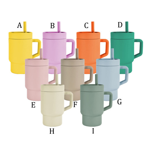 China Warehouse 50/100PCS 9oz Silicone  Kids Cup with Handle