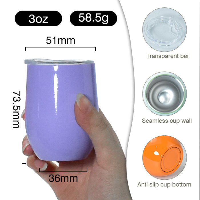 US Warehouse 3oz sublimation mini wine cup,mixed 12 colors