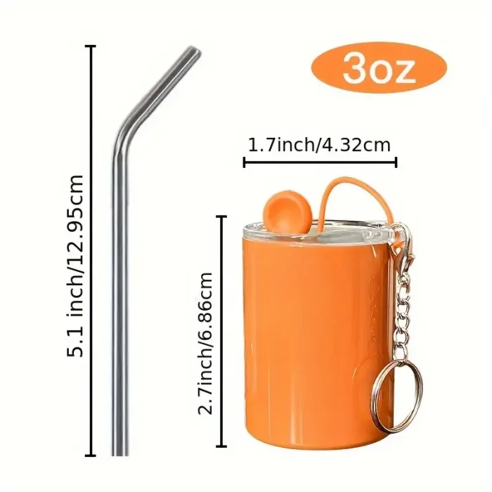 US Warehouse 3oz sublimation straight shot glasses with keychains+metal straw+rubber plug