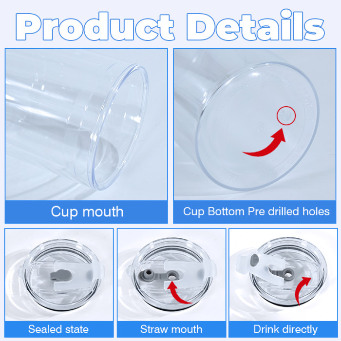 China Warehouse 40pcs 18oz Plastic Snow Globe Cup(bottom with a hole)