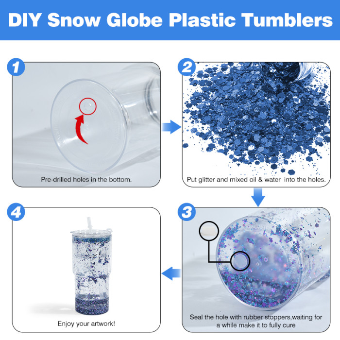 China Warehouse 40pcs 18oz Plastic Snow Globe Cup(bottom with a hole)