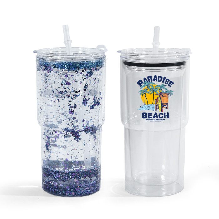 China Warehouse 40pcs 18oz Plastic Snow Globe Cup(bottom with a hole)