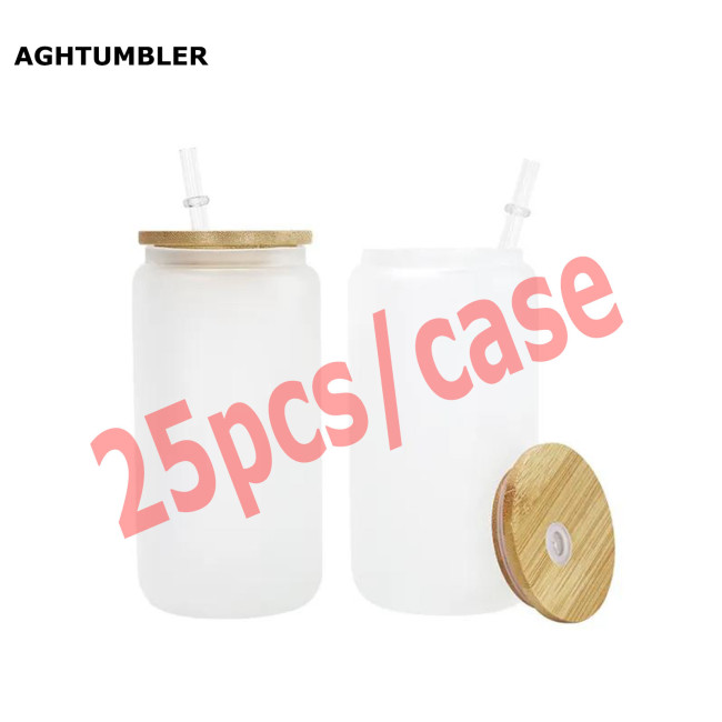 RTS US Warehosue 16oz frosted sublimation glass Cup Libby Cups
