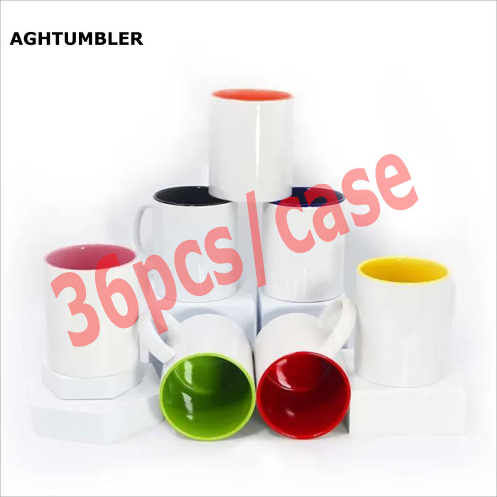 US Warehouse 11oz sublimation ceramic coffee mug with colorful inside
