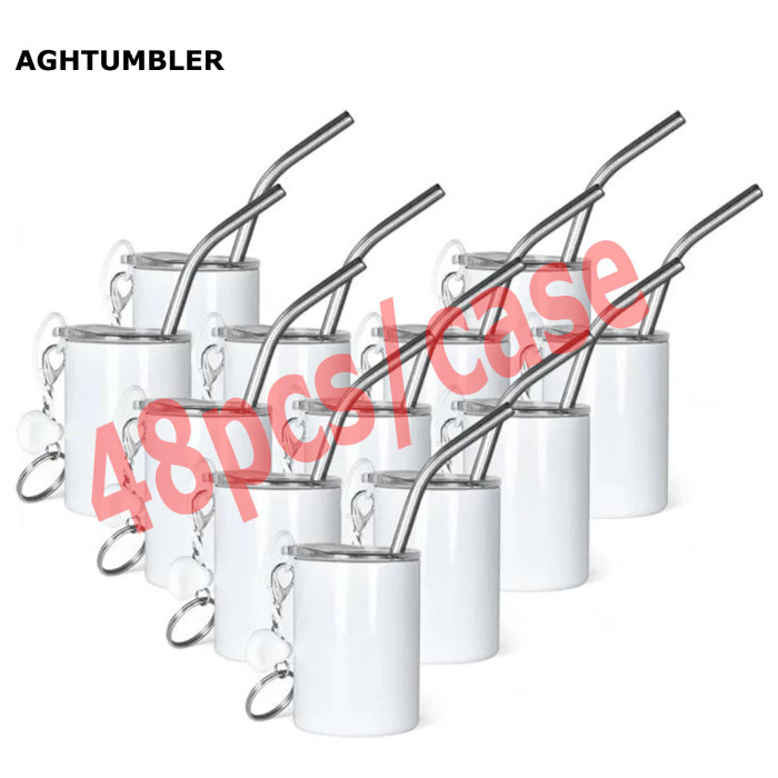 US Warehouse 3oz white sublimation straight mini Cup with keychains