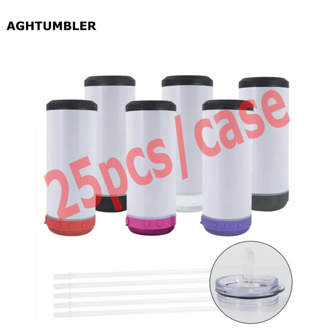 US Warehouse 16oz 4 in 1 sublimation can cooler with speaker
