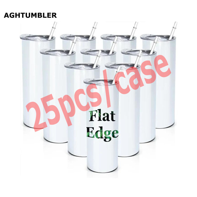 RTS US Warehouse Flat bottom 20oz sublimation blanks straight skinny tumblers