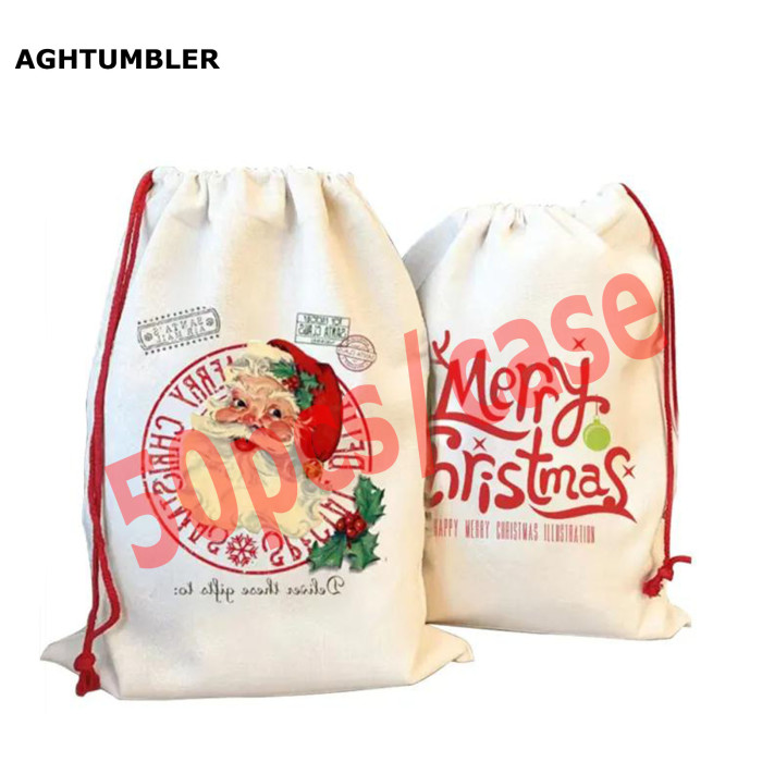 US Warehouse Sublimation Blanks Canvas Christmas Bag,Santa sacks