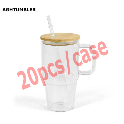 US warehosue 20oz Clear sublimation glass tumblers with handle