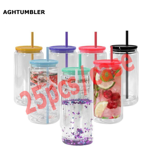 RTS US Warehouse 16oz glass snow globe sublimation Cup Libby Cups