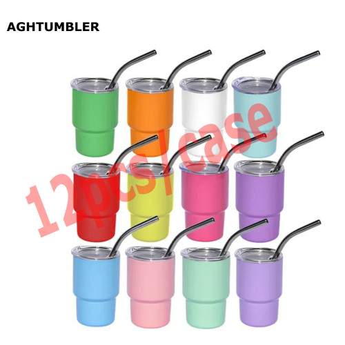 US Warehouse 3oz sublimation mini tumblers/shot glasses,mixed 12 colors
