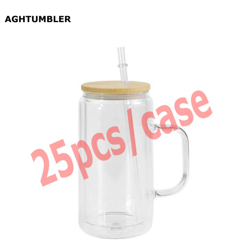 RTS US Warehouse Glass 16oz snow globe sublimation Cup with handle