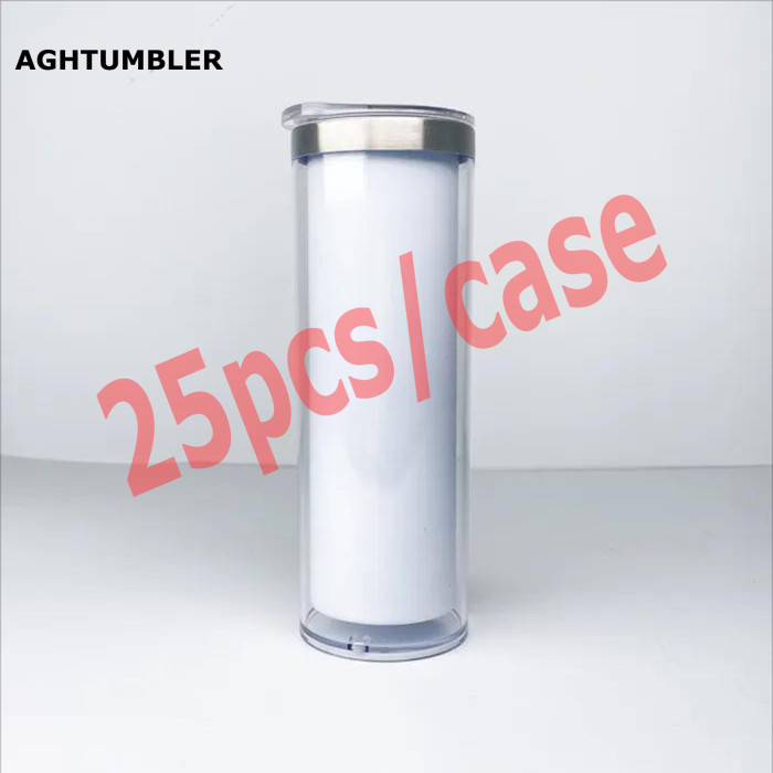 US Warehouse 20oz Double Wall snow globe sublimation tumblers with plugs,pre-hole