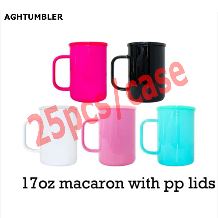 RTS US Warehouse 17oz macaron sublimation glass Cup with handle