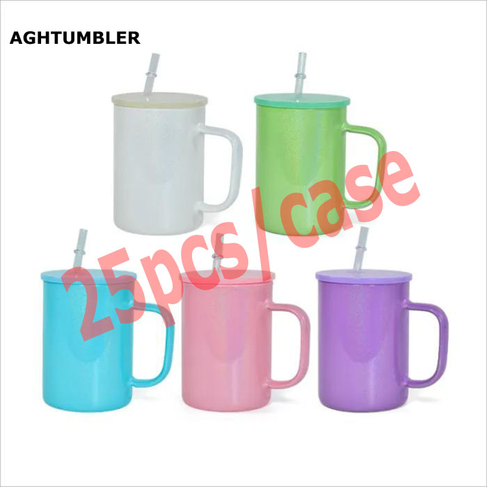 US Warehouse 17oz shimmer sublimation glass Cup with handle