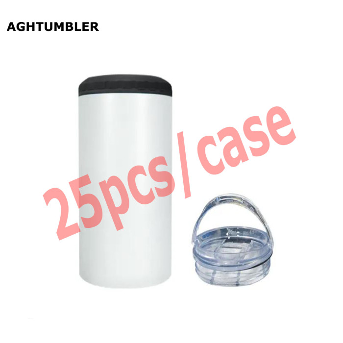 US Warehouse 16oz 4 in 1 Matte Sublimation can cooler with dual lids