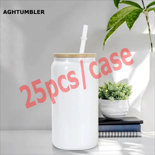 RTS US Warehouse 16oz white shimmer sublimation glass Cup