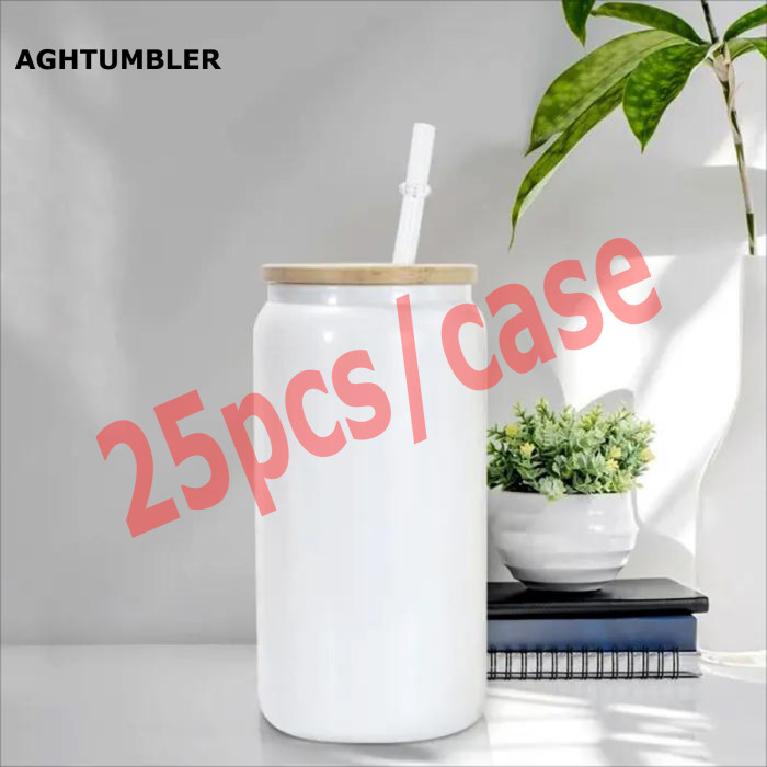 US Warehouse 16oz white shimmer sublimation glass Cup