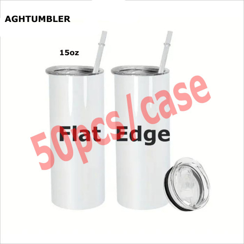RTS US warehosue Flat Bottom 15oz Sublimation Straight Skinny Tumbler