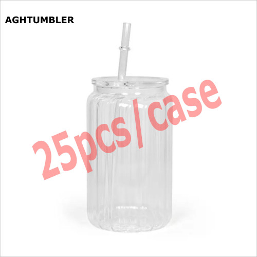 Clearance Sale US Warehouse 16oz sublimation glass Cup(the inside is wavy,outside is smooth)