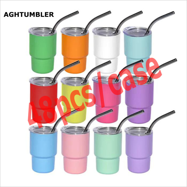 RTS US Warehouse 3oz sublimation mini tumblers/shot glasses,mixed 12 colors